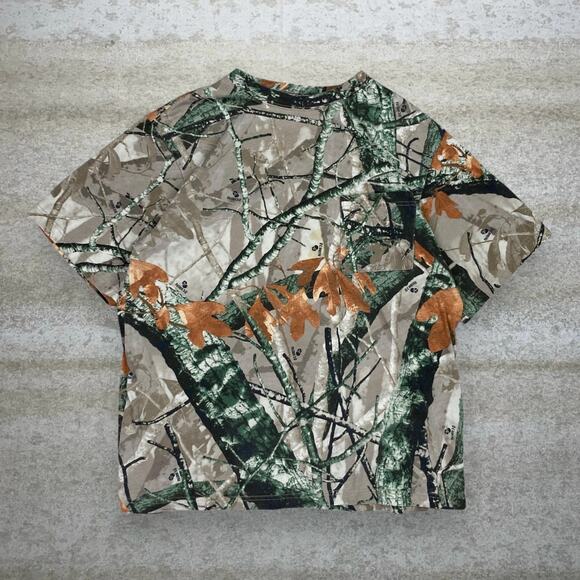 Vintage Fusion 3D Hunting Camo Shirt Cotton Short Sleeve Woodland Pocket Tee 90s - Picture 1 of 6